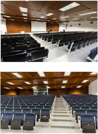 Hörsaal Audimax (Hörsaal +2/0010) mit 898 Plätzen, Quelle: Raumausstattung Hörsaalgebäude, Marburg]