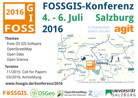 Postkartenflyer vorn FOSSGIS-Konferenz 2016