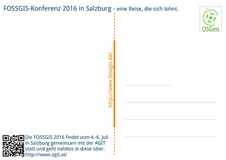 Postkartenflyer vorn FOSSGIS-Konferenz 2016