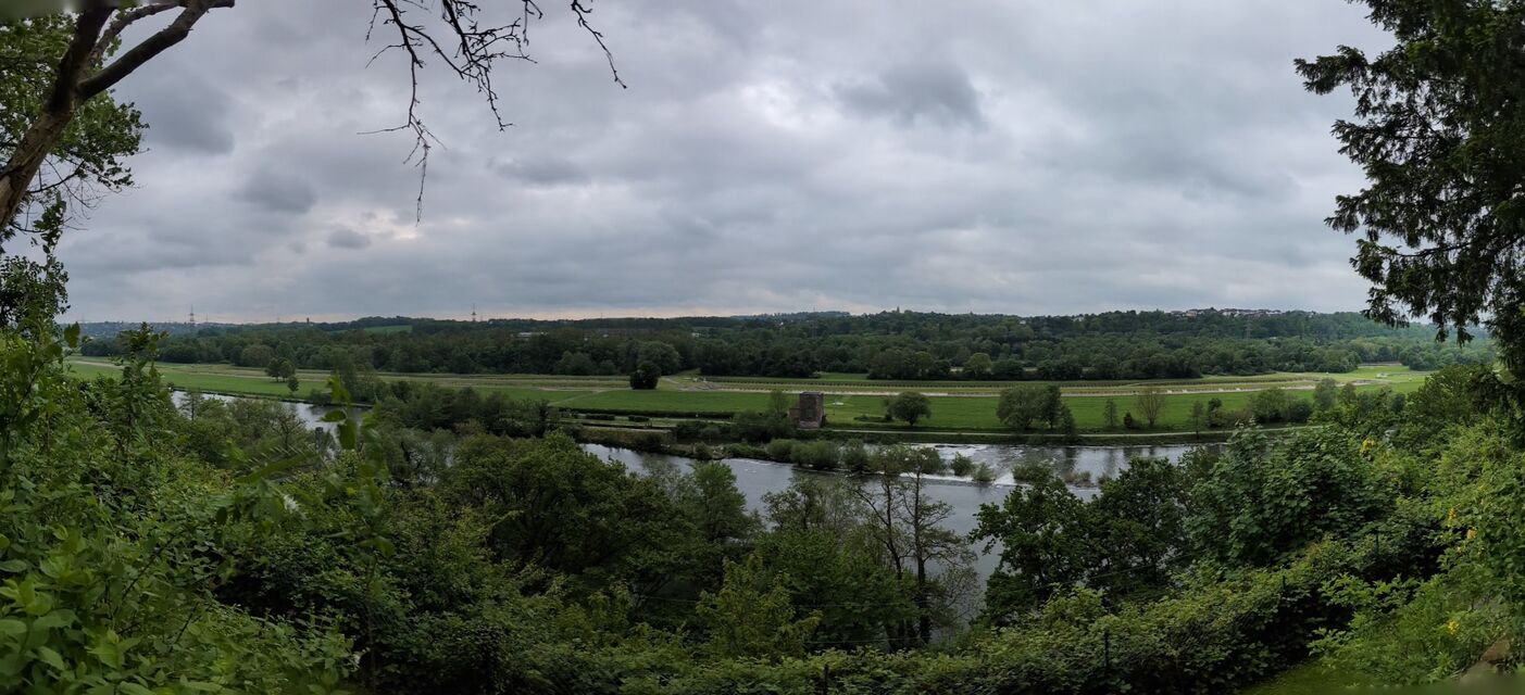 Panorama der Ruhrstromschnellen hinter dem Linuxhotel